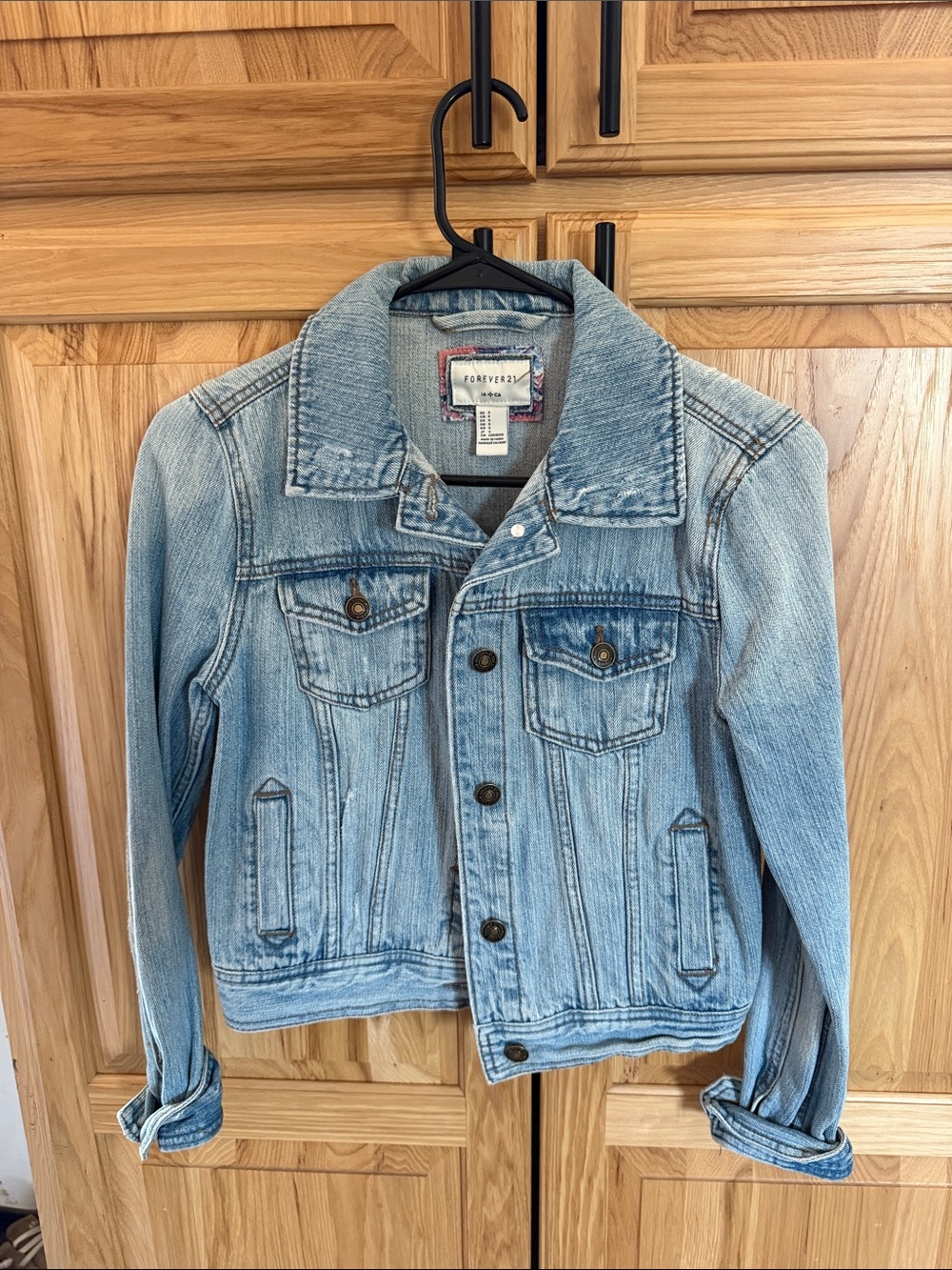 Forever 21 Light Blue Distressed Denim Jacket